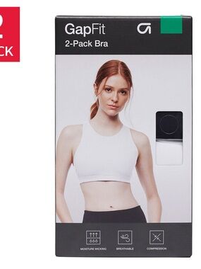 NWT GAPFit Women's Sports Bra - 2-Pack White & Black L